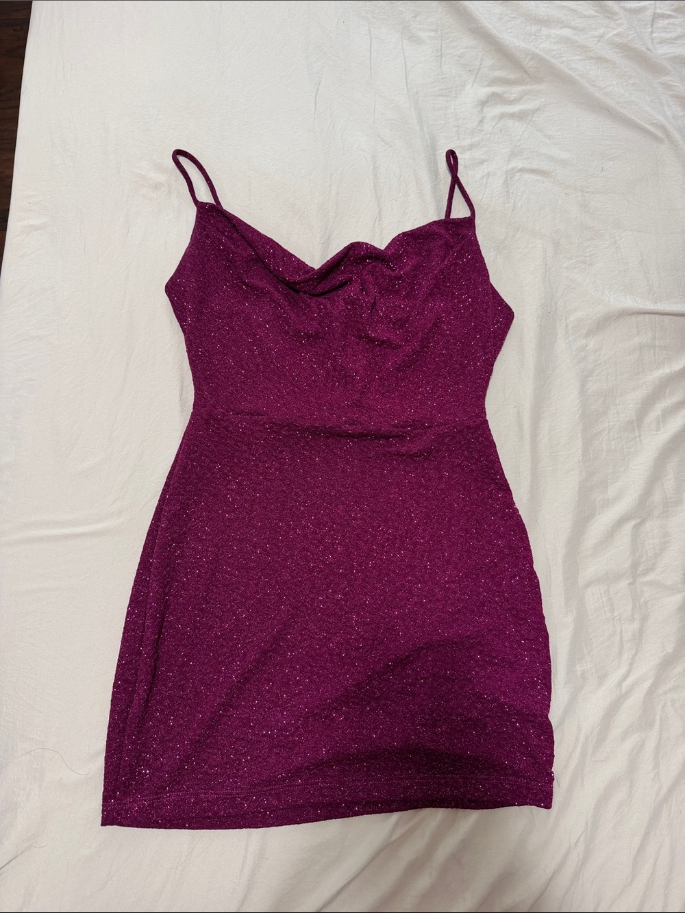 Windsor Glitter Cowl Neck Mini Dress - Magenta